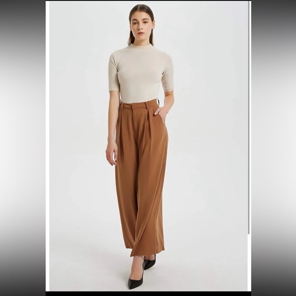Chic Brown Wide-Leg Pants - Picture 2 of 3
